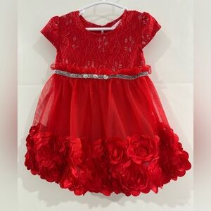 LITTLE LASS Party Dress | Tulle & Lace |red  |18m | Baby Girl